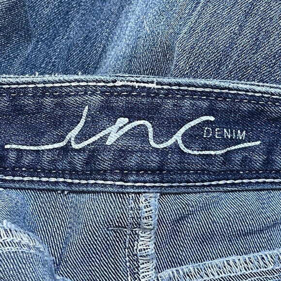 INC Denim Capri Jeans Rhinestone Bling Size 10P Petite Faded Stretch - Picture 7 of 10